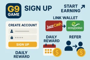 Sign up to G9 Game And Start Earning. Easy Cashout through Easypaisa and jazzcash