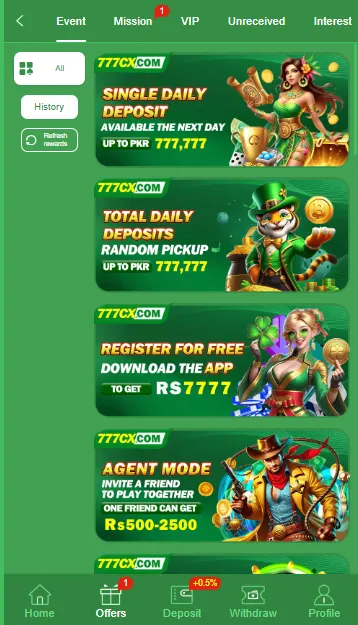 Bonuses And Offers 777cx