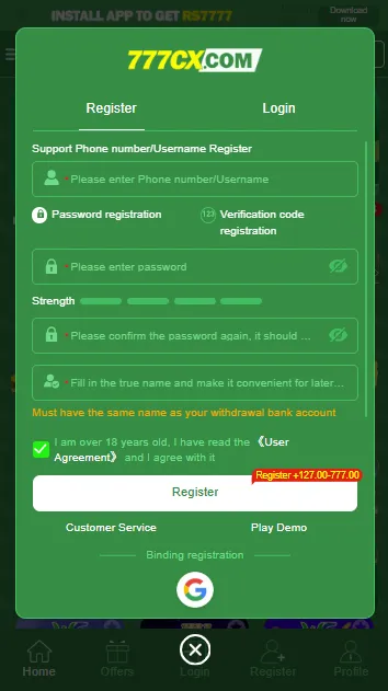 Registration 777cx