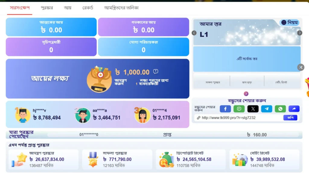 refer and earn with tk999