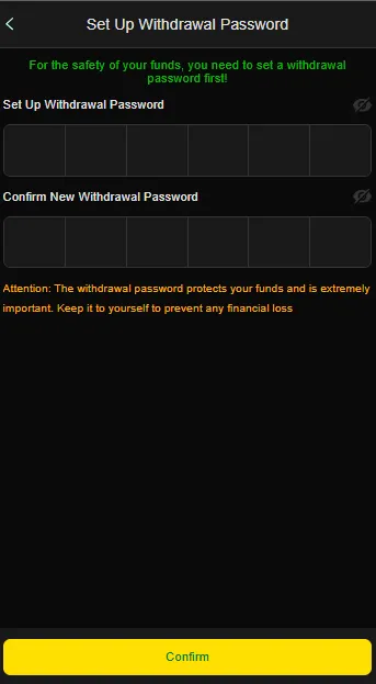 Withdrawal Password